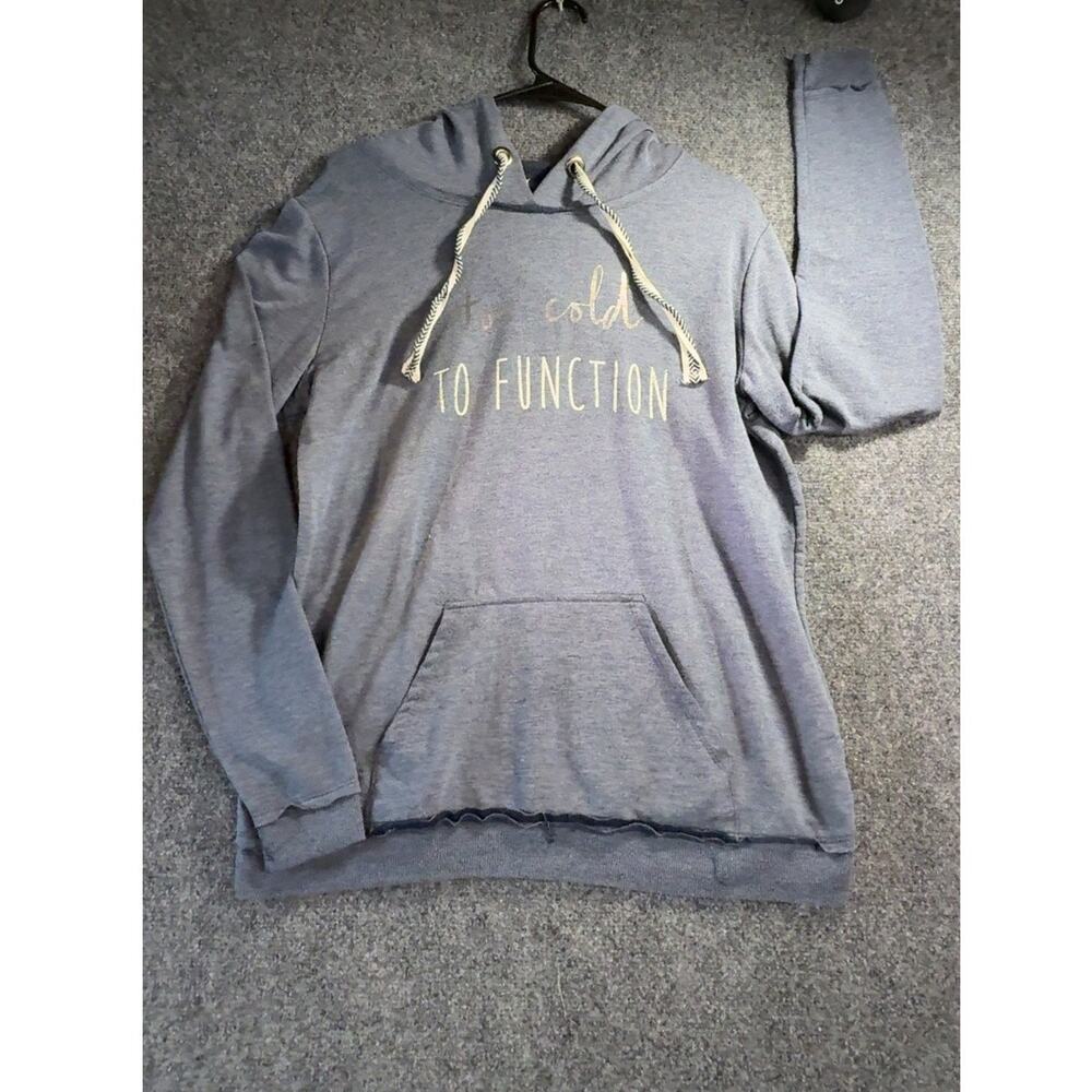 Maurices Women's Blue Too Cold To Function Graphic Pullover Hoodie Size Medium